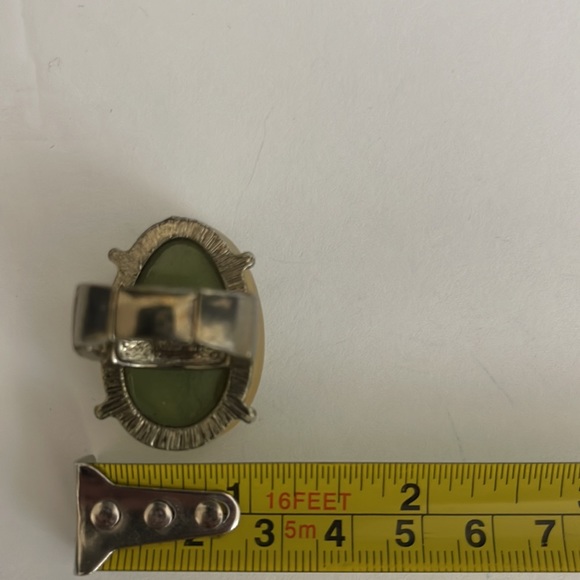 Yellow/Green Moodstone Statement Ring (elastic stretch) - Picture 5 of 5